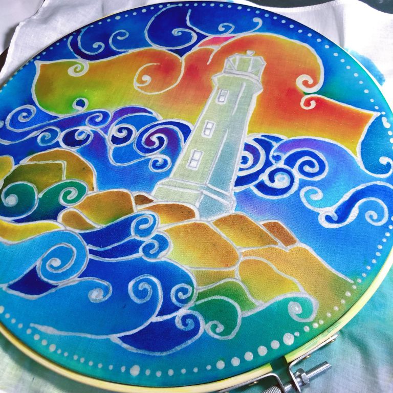 Batik Hoop Painting Kit - Lighthouse - Image 2