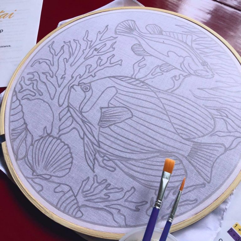 Batik Hoop Painting Kit - Emperor Angelfish - Image 4