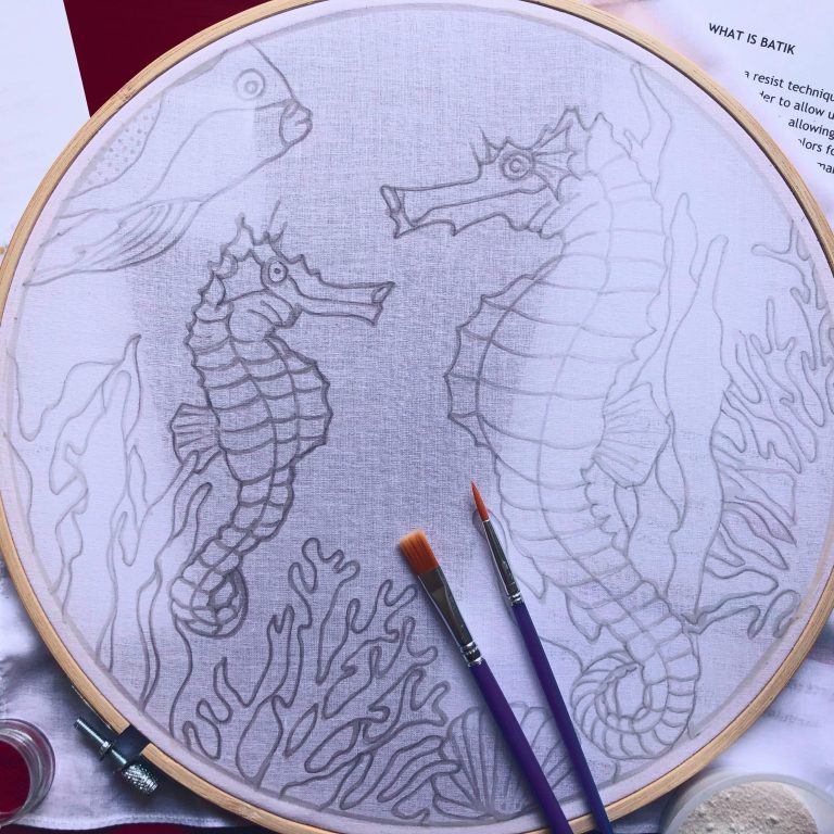 Batik Hoop Painting Kit - Galloping Seahorse - Image 3