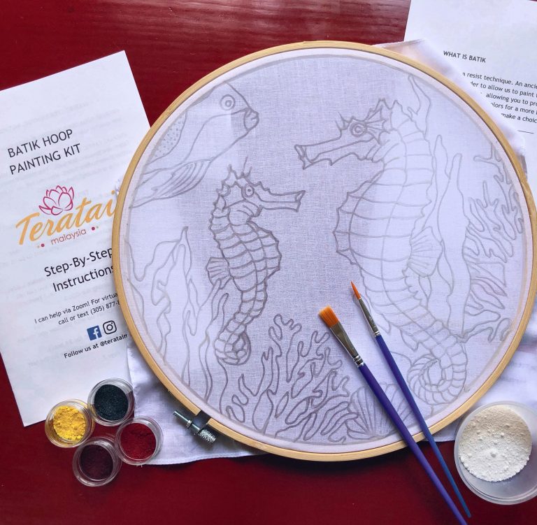 Batik Hoop Painting Kit Galloping Seahorse