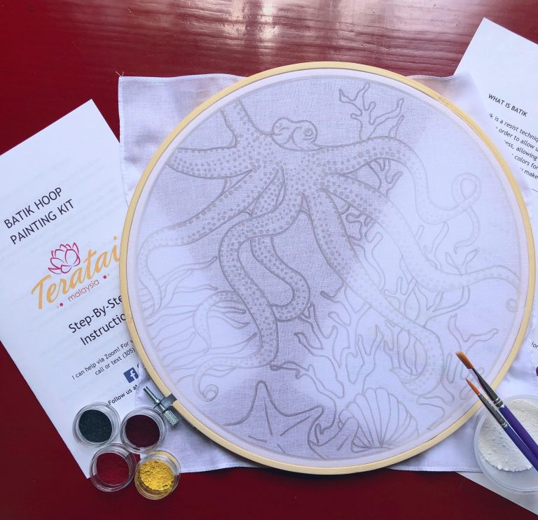 Batik Hoop Painting Kit Pacific Octopus