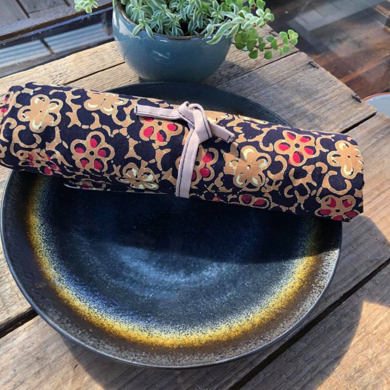 Convertible Batik Cutlery Pouch & Placemat with Bamboo Cutlery - Image 3