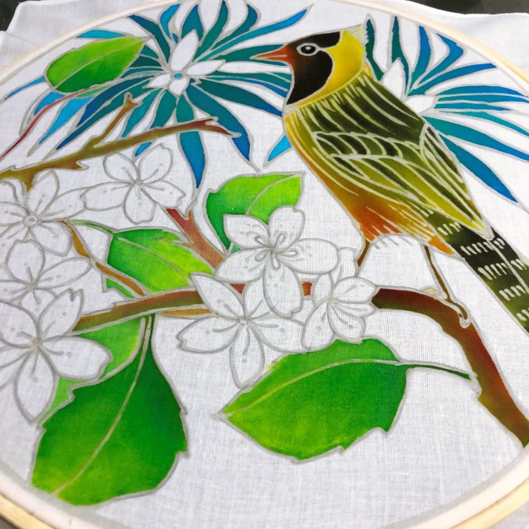 Batik Hoop Painting Kit - Cardinal - Image 4