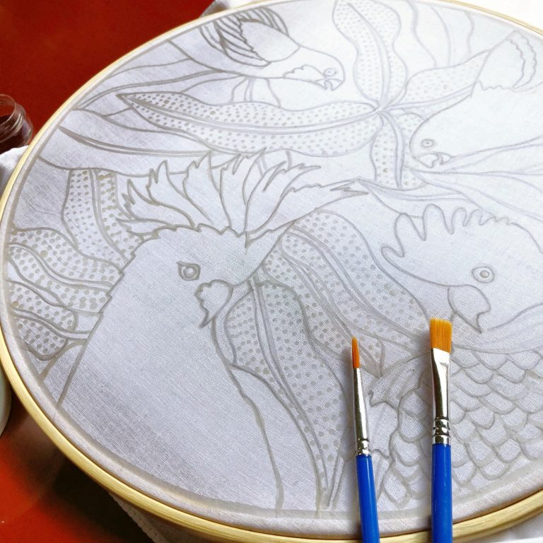 Batik Hoop Painting Kit - Cockatoo - Image 3