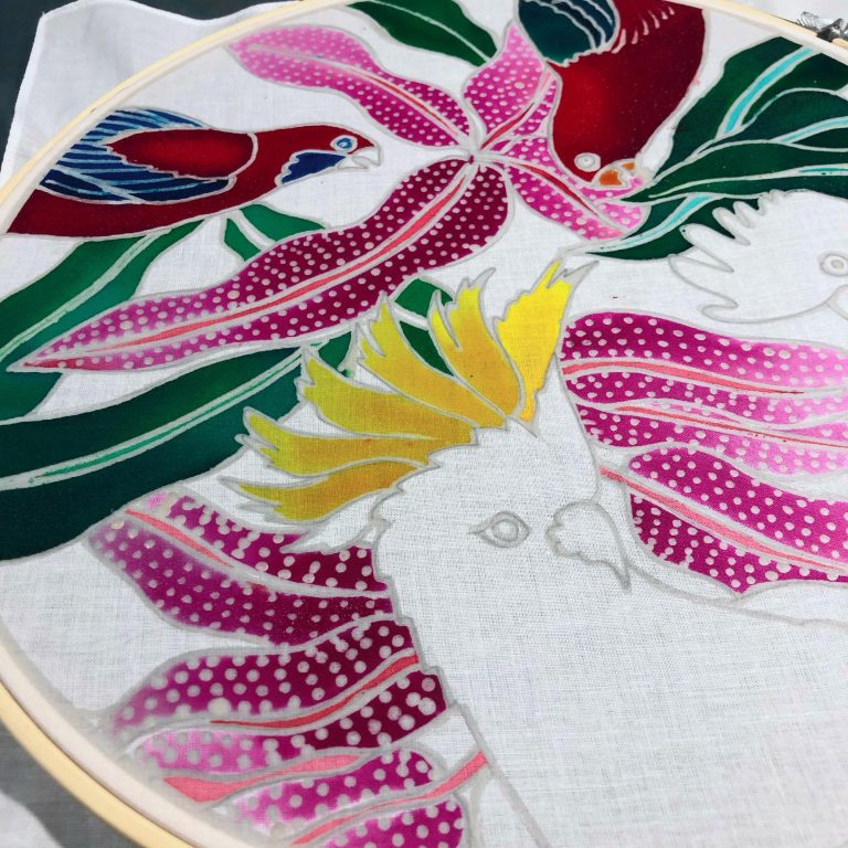 Batik Hoop Painting Kit - Cockatoo - Image 4