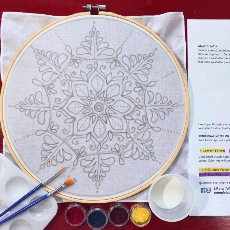 Batik Hoop Painting Kit - Snowflake Mandala