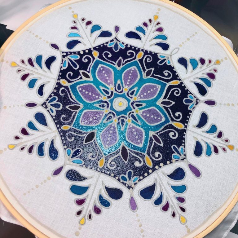 Batik Hoop Painting Kit - Snowflake Mandala - Image 2