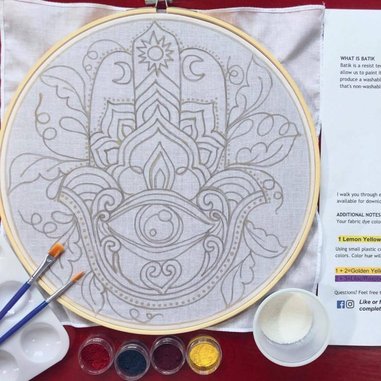 Batik Hoop Painting Kit - Hamsa