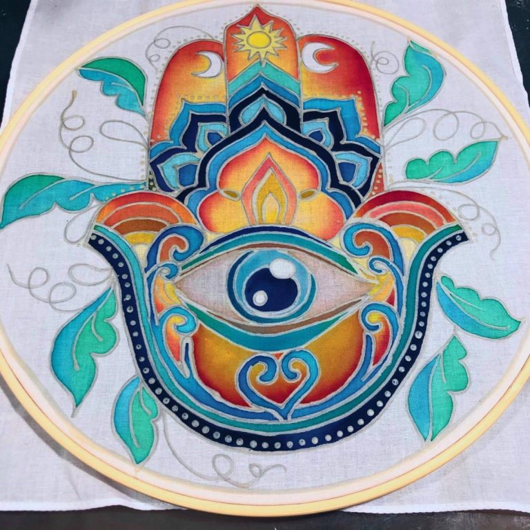 Batik Hoop Painting Kit - Hamsa - Image 2