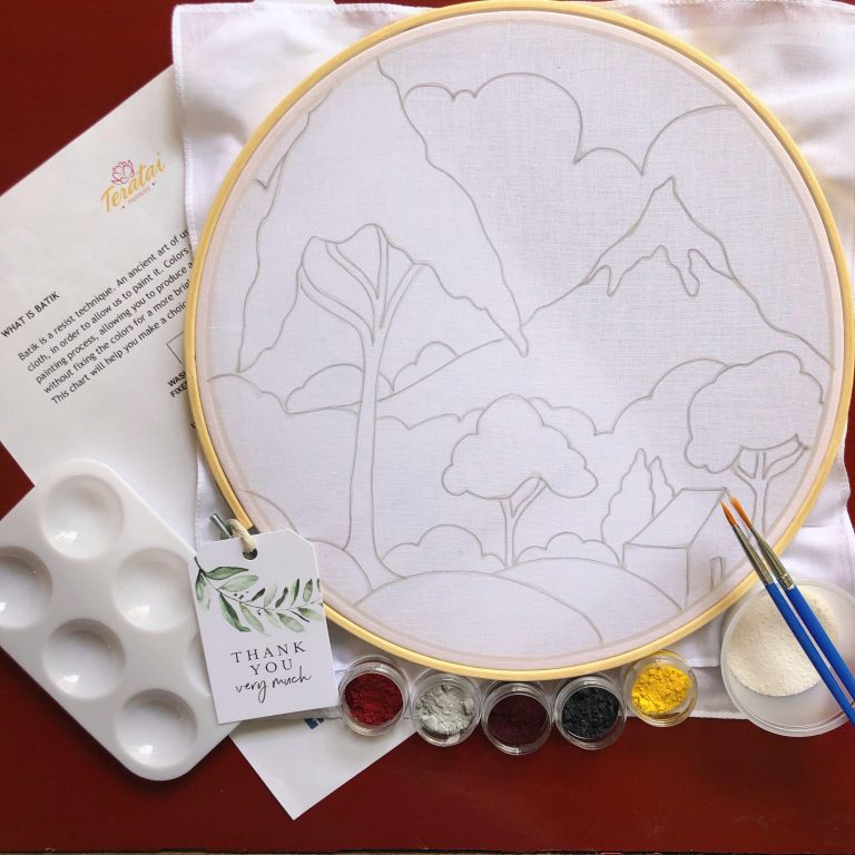 Batik Hoop Painting Kit - House By The Mountain