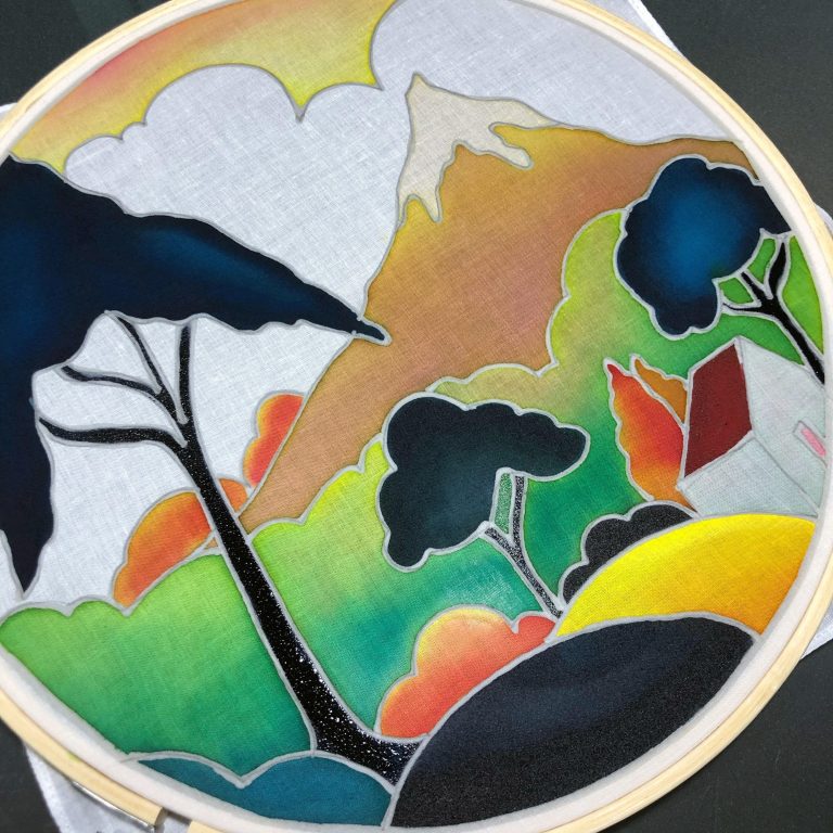 Batik Hoop Painting Kit - House By The Mountain - Image 2