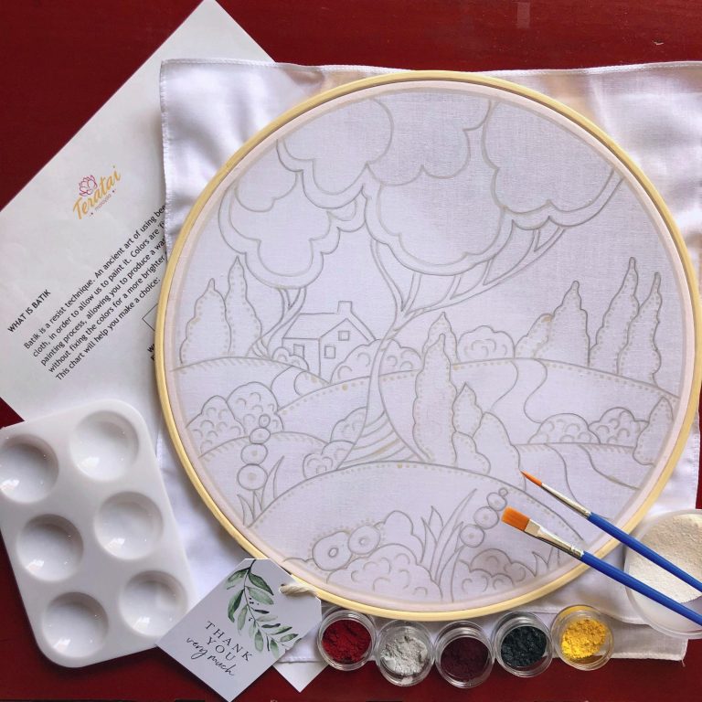 Batik Hoop Painting Kit - Lakeside