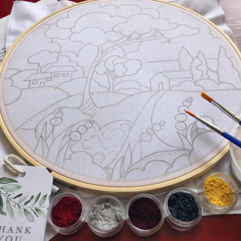 Batik Hoop Painting Kit - Morning Walk - Image 3