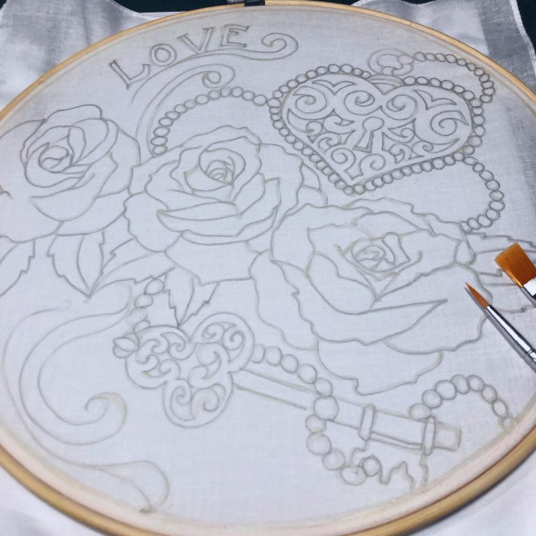 Batik Hoop Painting Kit - Lock Me In Your Heart