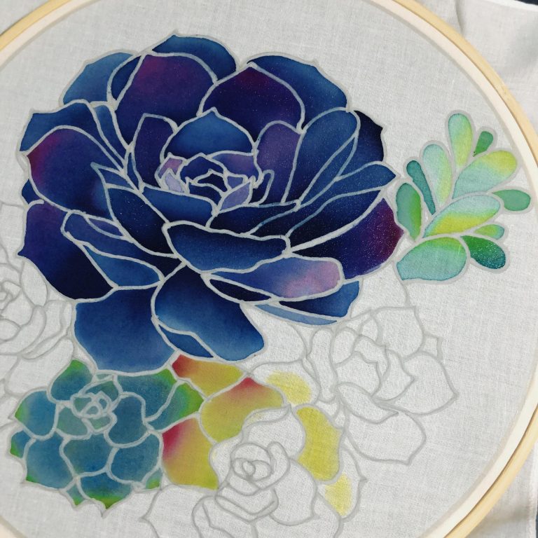 Batik Hoop Painting Kit - Echeveria Afterglow - Image 3