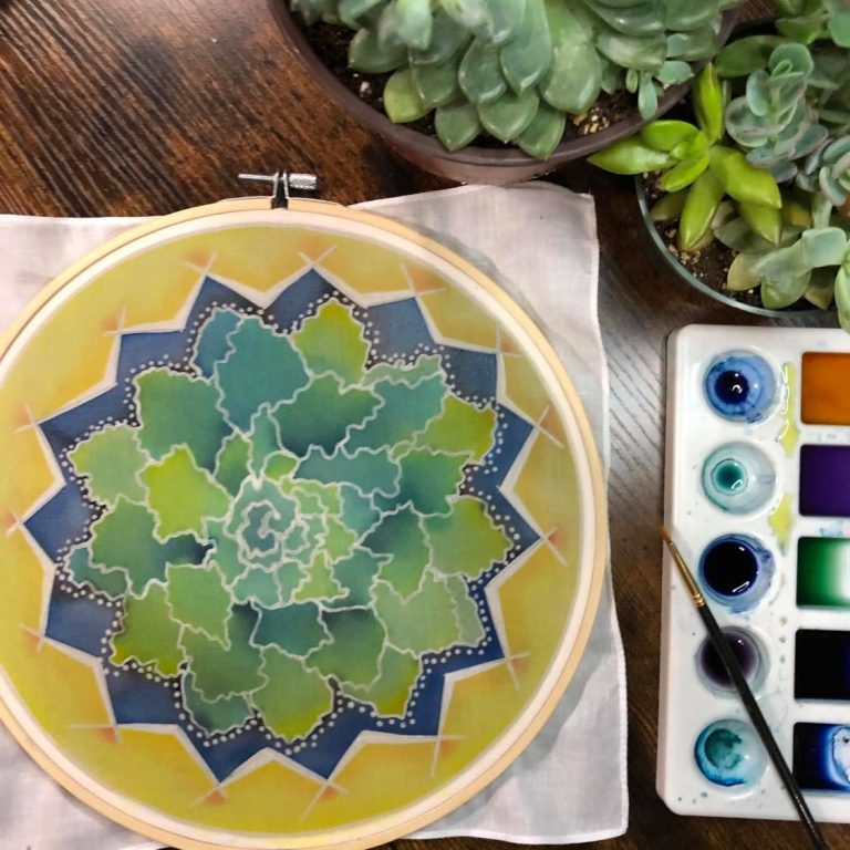 Batik Hoop Painting Kit - Echeveria Ruffles - Image 3