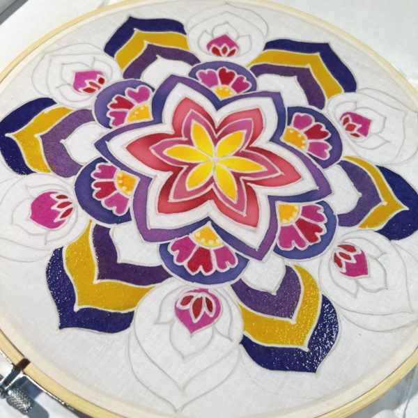 Lotus Batik Hoop Painting Kit being painted