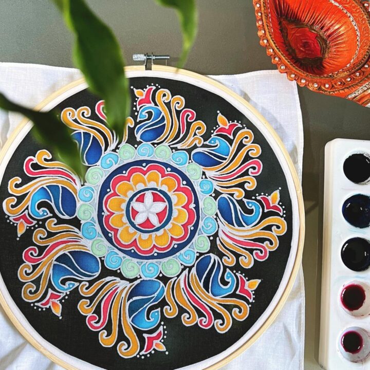 Batik Hoop Painting Kit - Diwali Peacock