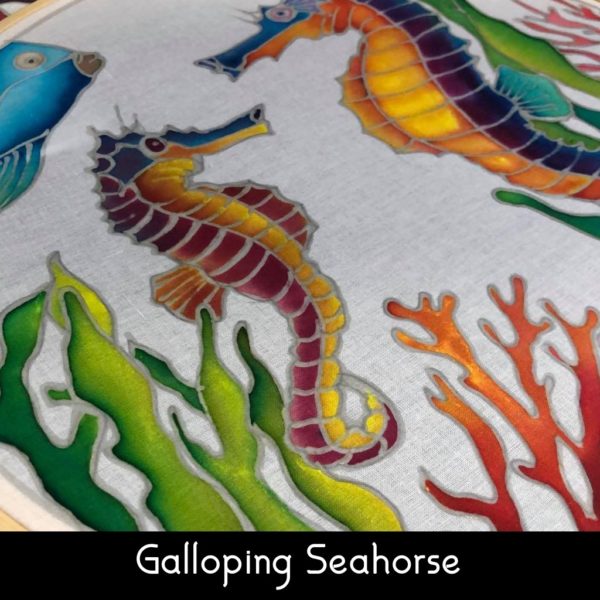 Galloping Seahorse Batik Hoop Painting Kit